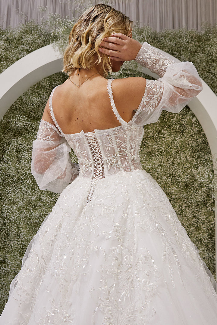 Merve-A line style wedding dress back look 